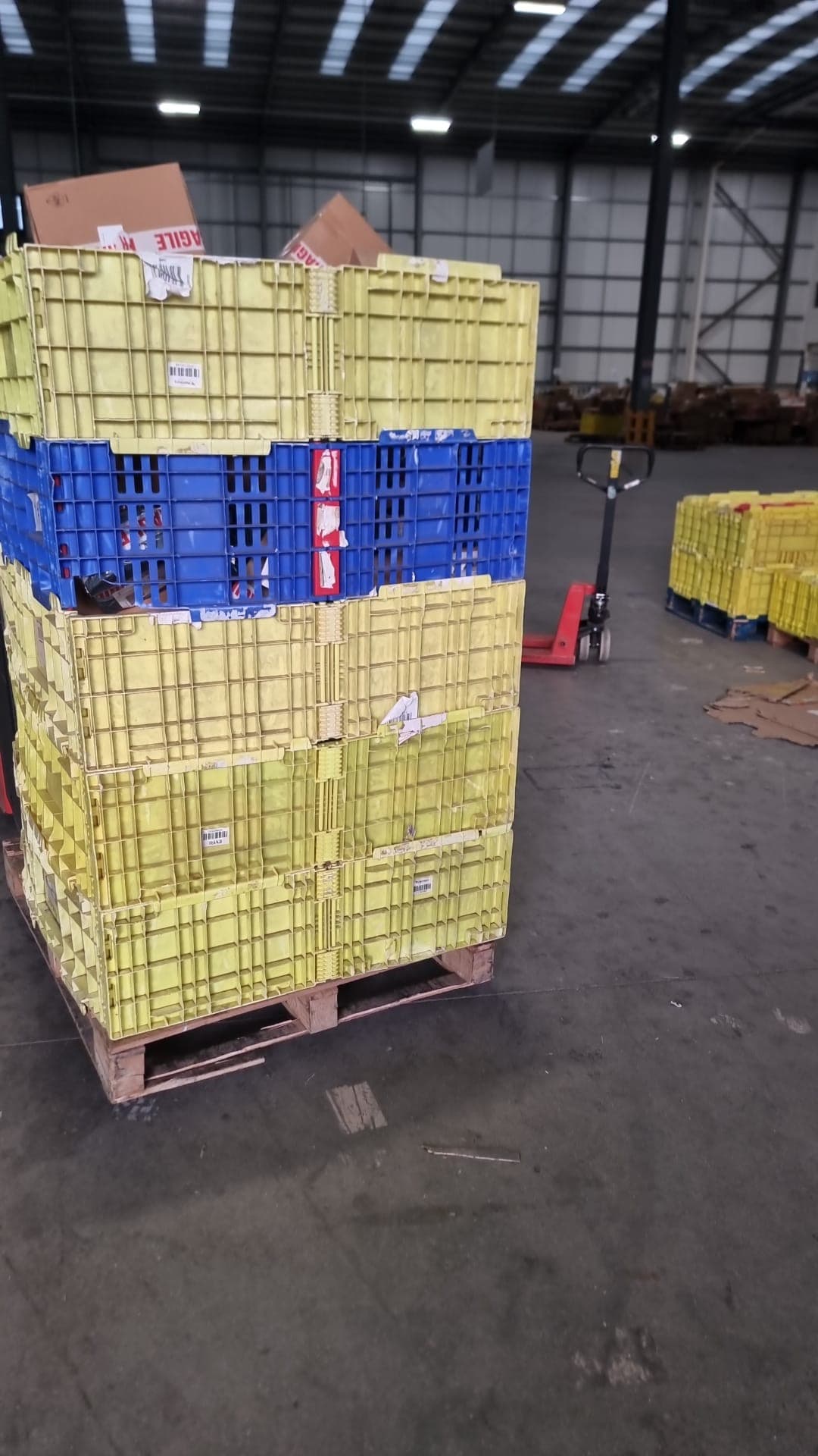 Stacked crates in a warehouse ready for despatch