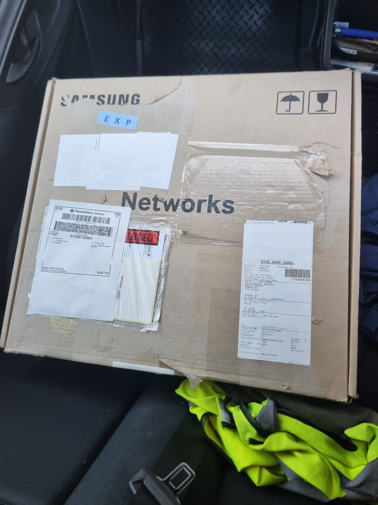 Parcel box loaded in a delivery van for a locker drop-off