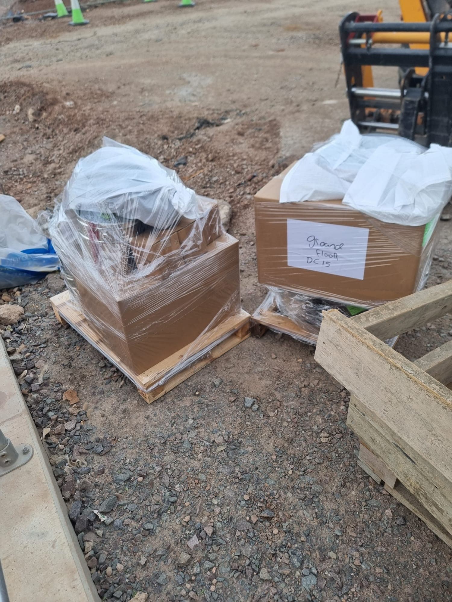 Pallets staged on a construction site